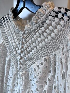 All Saints White Crochet-Detail Top